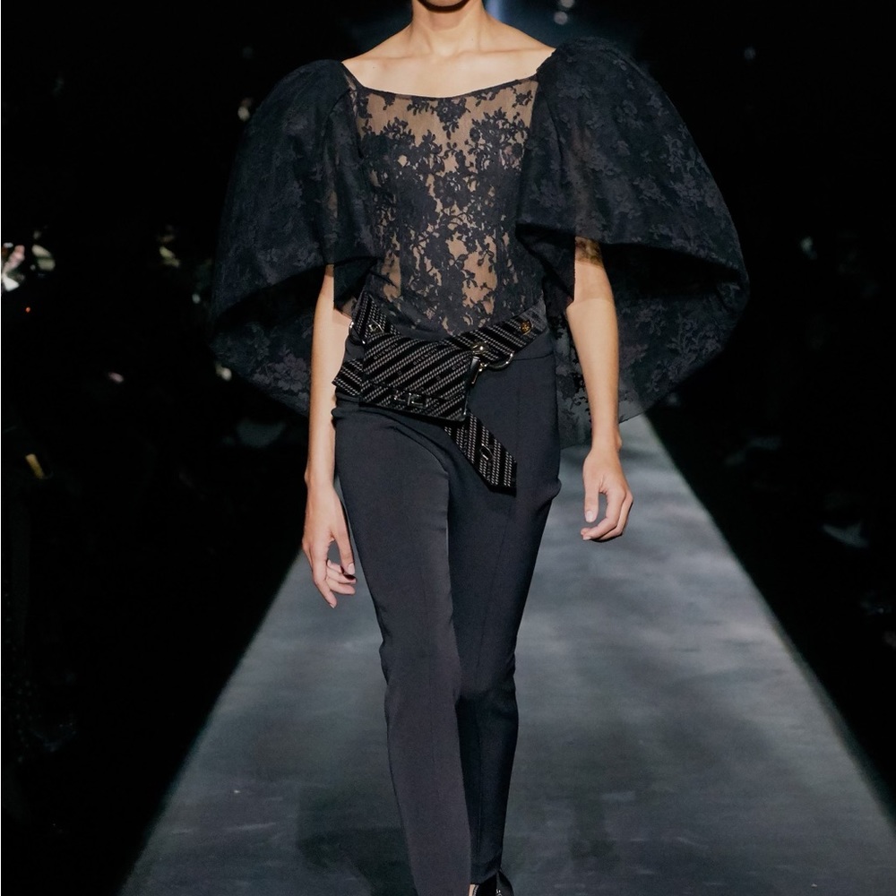 Givenchy NWT $5025.00 Black Lace Runway Blouse Top S 4